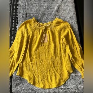 Blu Pepper Mustard Yellow Peasant Blouse